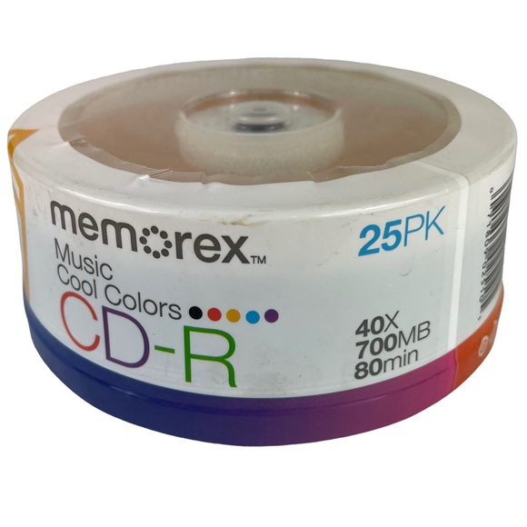 NWT Memorex CD-R Music Cool Colors 25PK 40X 700MB 80min Recordable Compact Discs - Picture 8 of 9